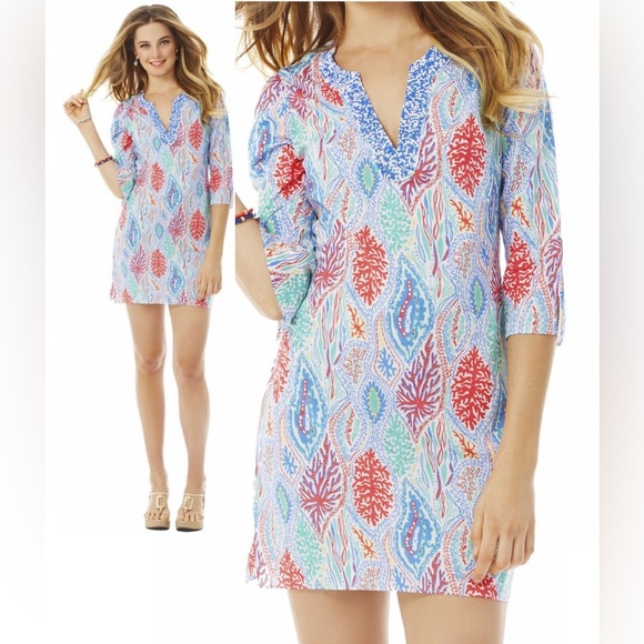 Lilly Pulitzer Courtney Multi Let Minnow Beaded Tunic Shift Dress size small - Picture 2 of 11